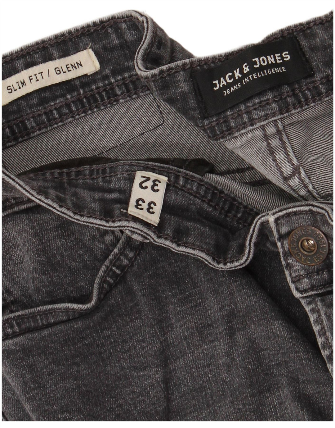 JACK & JONES Blugi GLENN Slim pentru bărbați W32 L32 bumbac gri