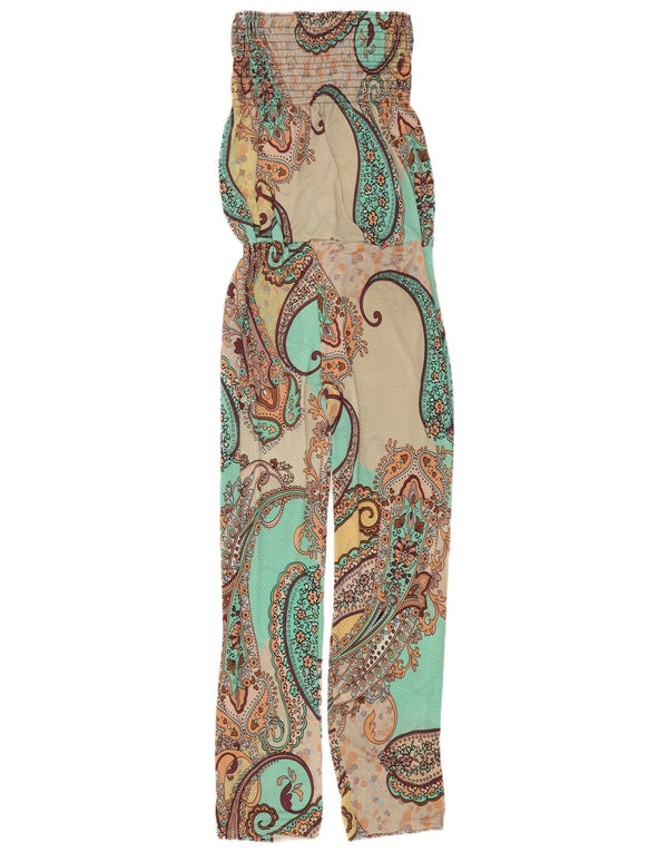Salopetă vintage pentru femei fără bretele UK 10 Small Green Paisley