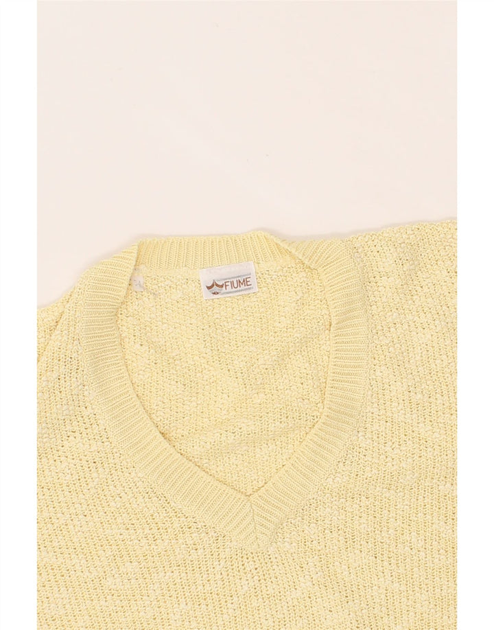 FIUME Mens V-Neck Jumper Sweater IT 54 XL Beige Acrylic Vintage Fiume and Second-Hand Fiume from Messina Hembry 