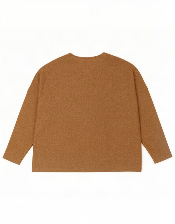 Zara Womens Oversized Top 3/4 Sleeve UK 14 Medium Brown Flecked Metallic