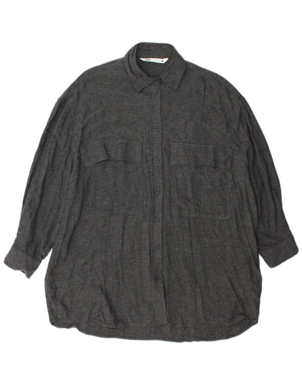 Rochie cămașă supradimensionată pentru femei Zara UK 10 Small Gri Viscose