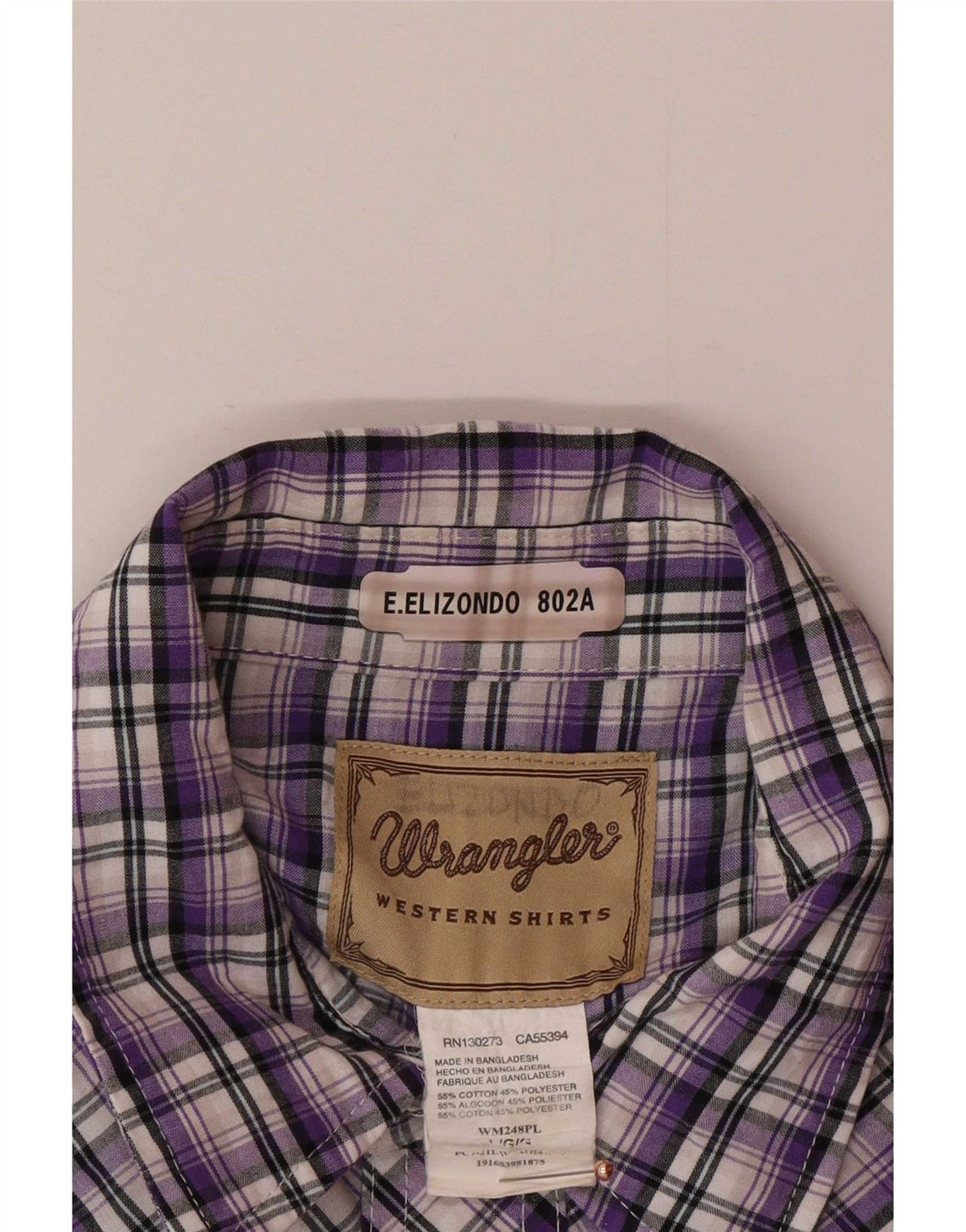 Cămașă cu mânecă scurtă pentru bărbați Wrangler, bumbac cu carouri mov