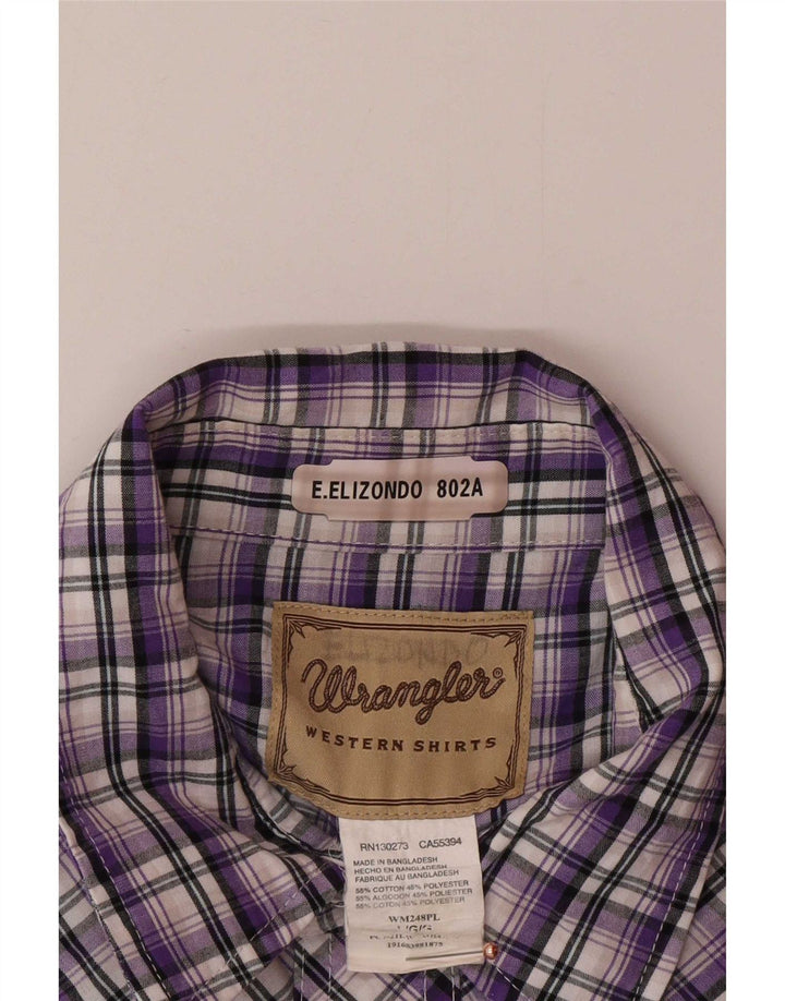 Cămașă cu mânecă scurtă pentru bărbați Wrangler, bumbac cu carouri mov