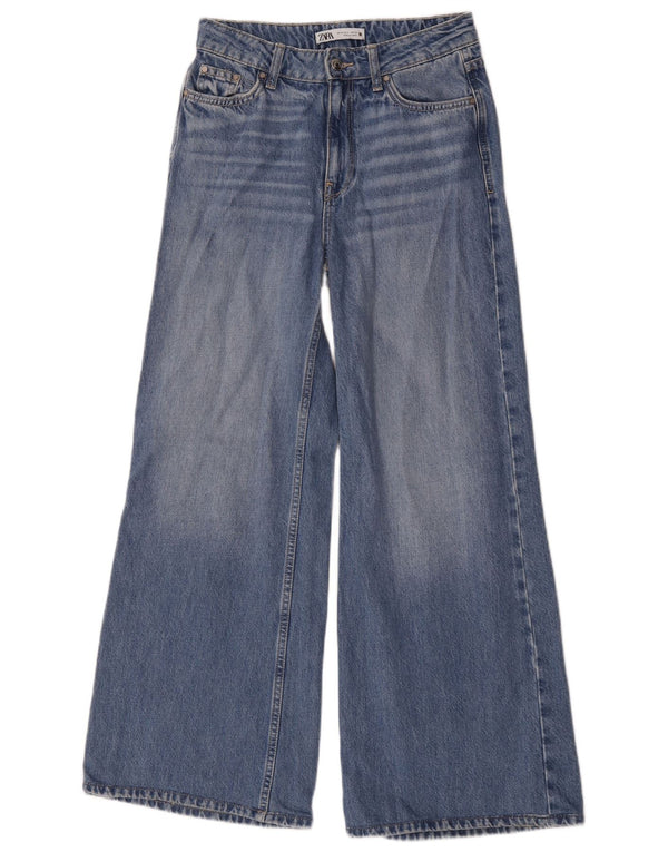 Zara Womens Wide Leg Jeans EU 34 2XS W24 L28 Blue Cotton
