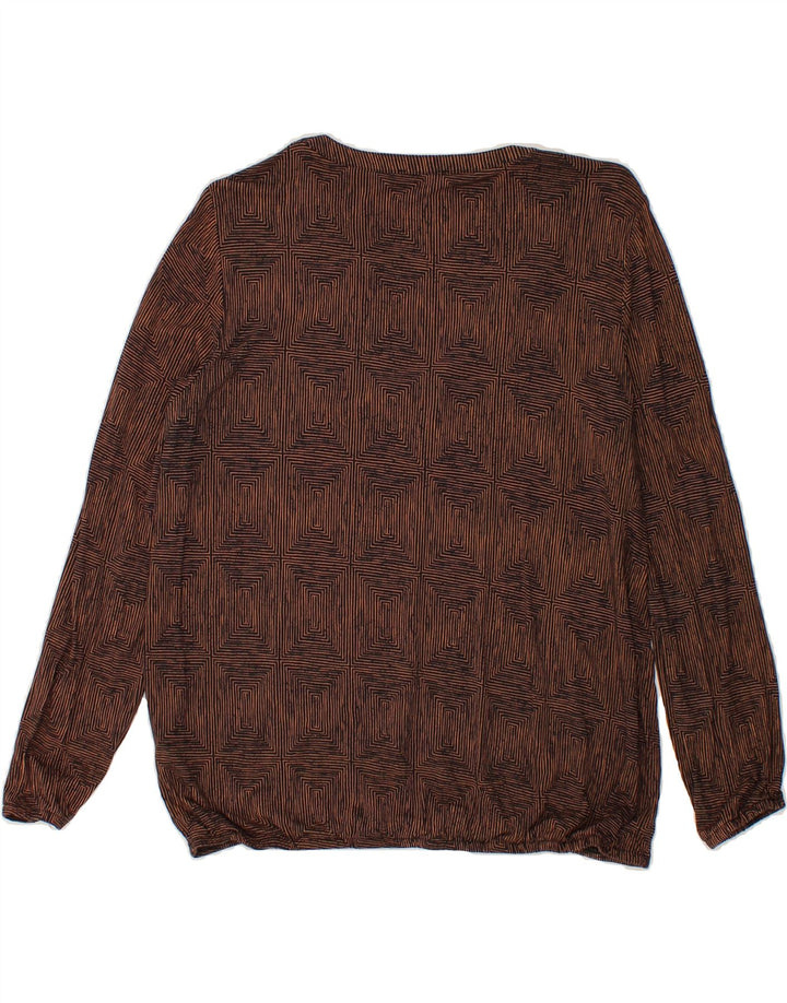 ESPRIT Womens Long Sleeve Blouse Top UK 14 Medium Brown Argyle/Diamond Vintage Esprit and Second-Hand Esprit from Messina Hembry 