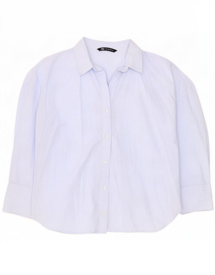 Cămașă Zara Femei UK 20 2XL Albastru Bumbac