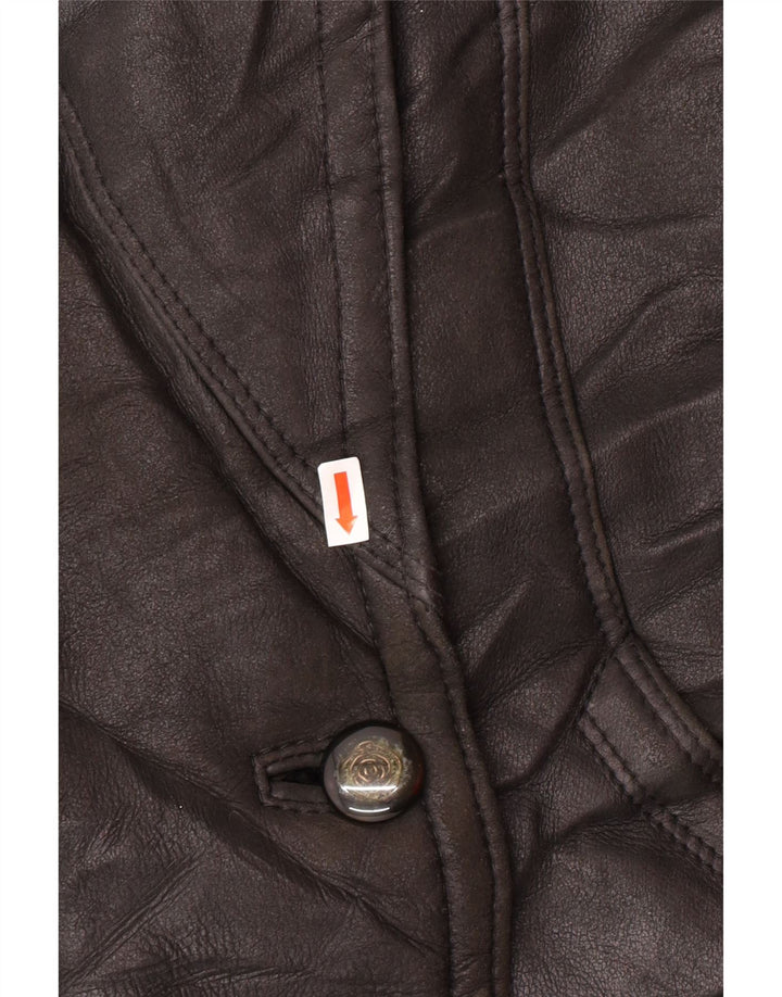 Jachetă pentru femei VINTAGE cu piept dublu EU 42 mare din shearling negru