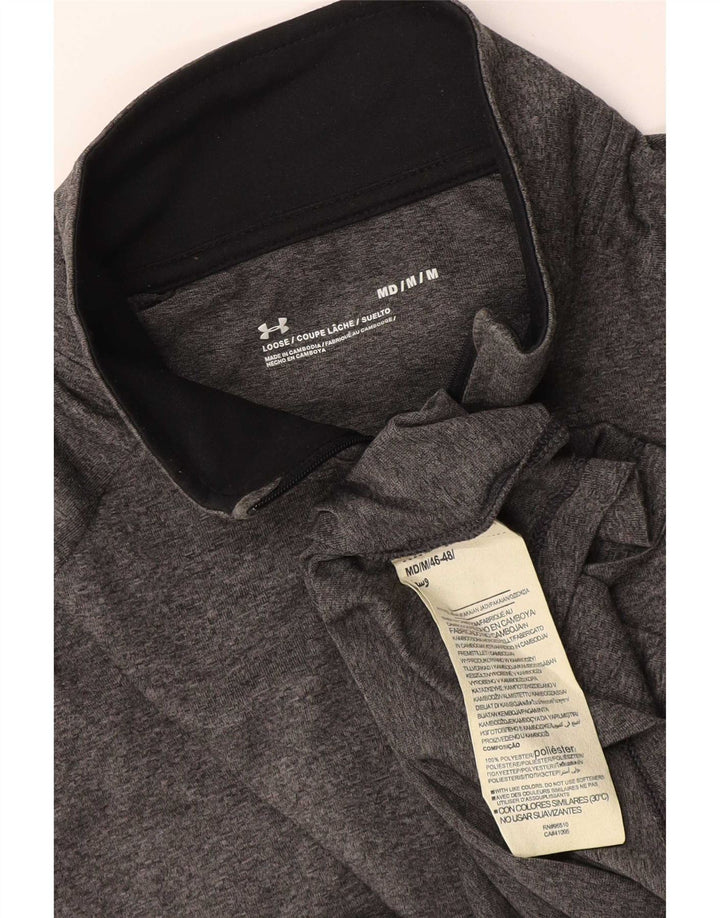 Tricou Under Armour pentru bărbați, cu fermoar și gât, cu mânecă lungă, poliester, gri mediu