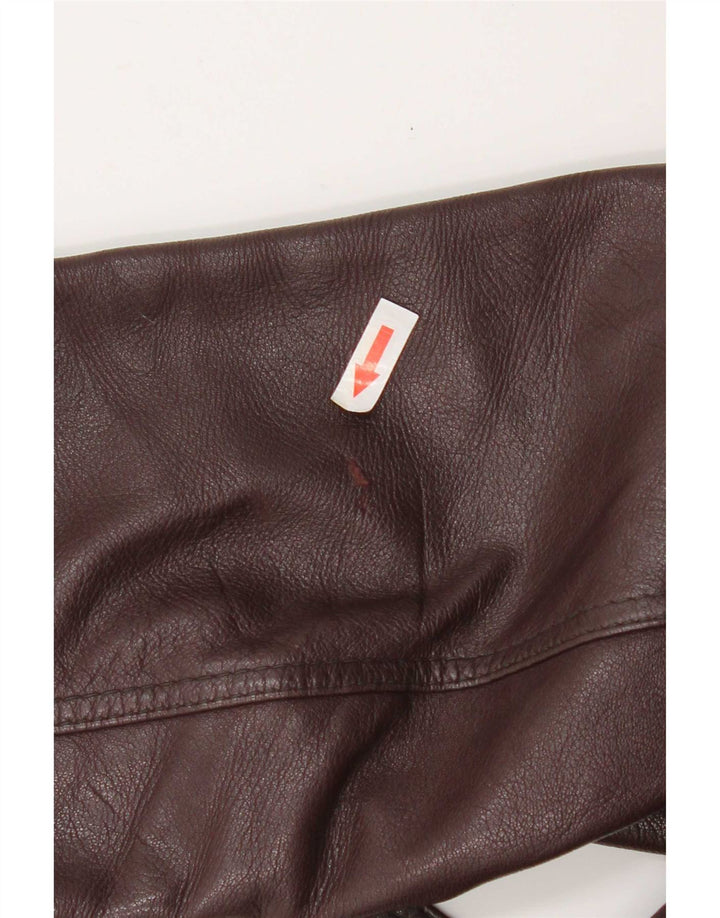 Palton din piele vintage pentru femei UK 14 Medium Burgundy Piele