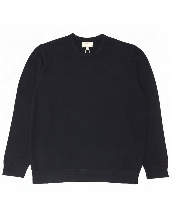 Pulover pentru bărbați Marks & Spencer, cu gât crew, 2XL, acrilic, albastru bleumarin