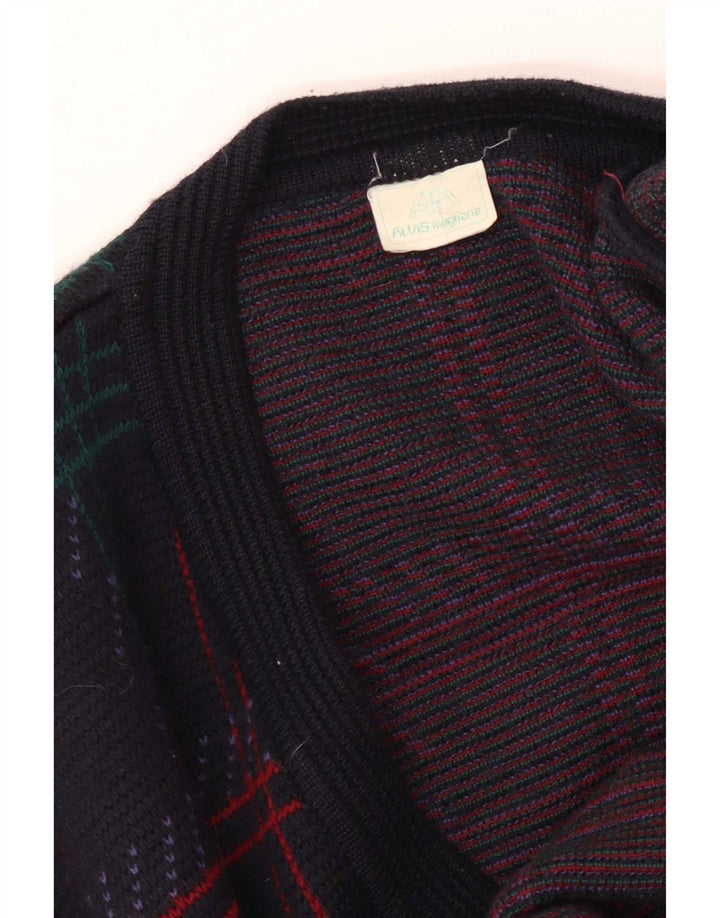 Cardigan Vintage pentru bărbați, cu carouri mari, bleumarin