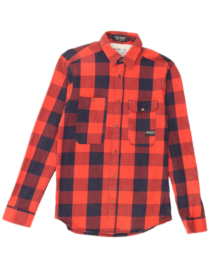 Cămașă de flanel pentru bărbați JACK & JONES, bumbac cu carouri mici, roșii