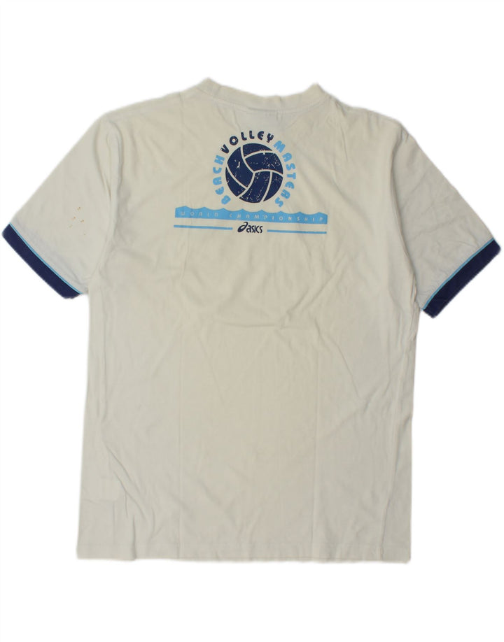 Tricou grafic Asics pentru bărbați Top mare, alb, din bumbac color bloc