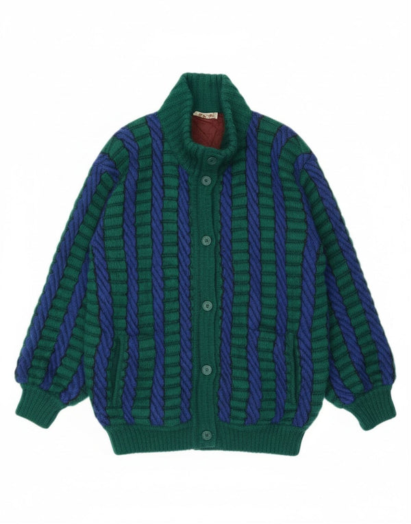 Pulover Cardigan Vintage pentru femei UK 18 XL Mohair cu dungi verzi