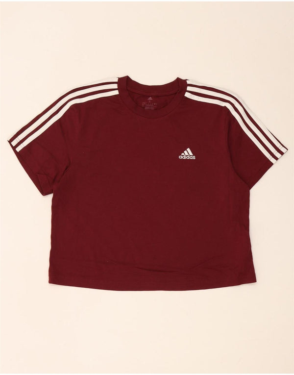 Tricou pentru femei Adidas Crop Oversized Top UK 8/10 Small Burgundy Bumbac