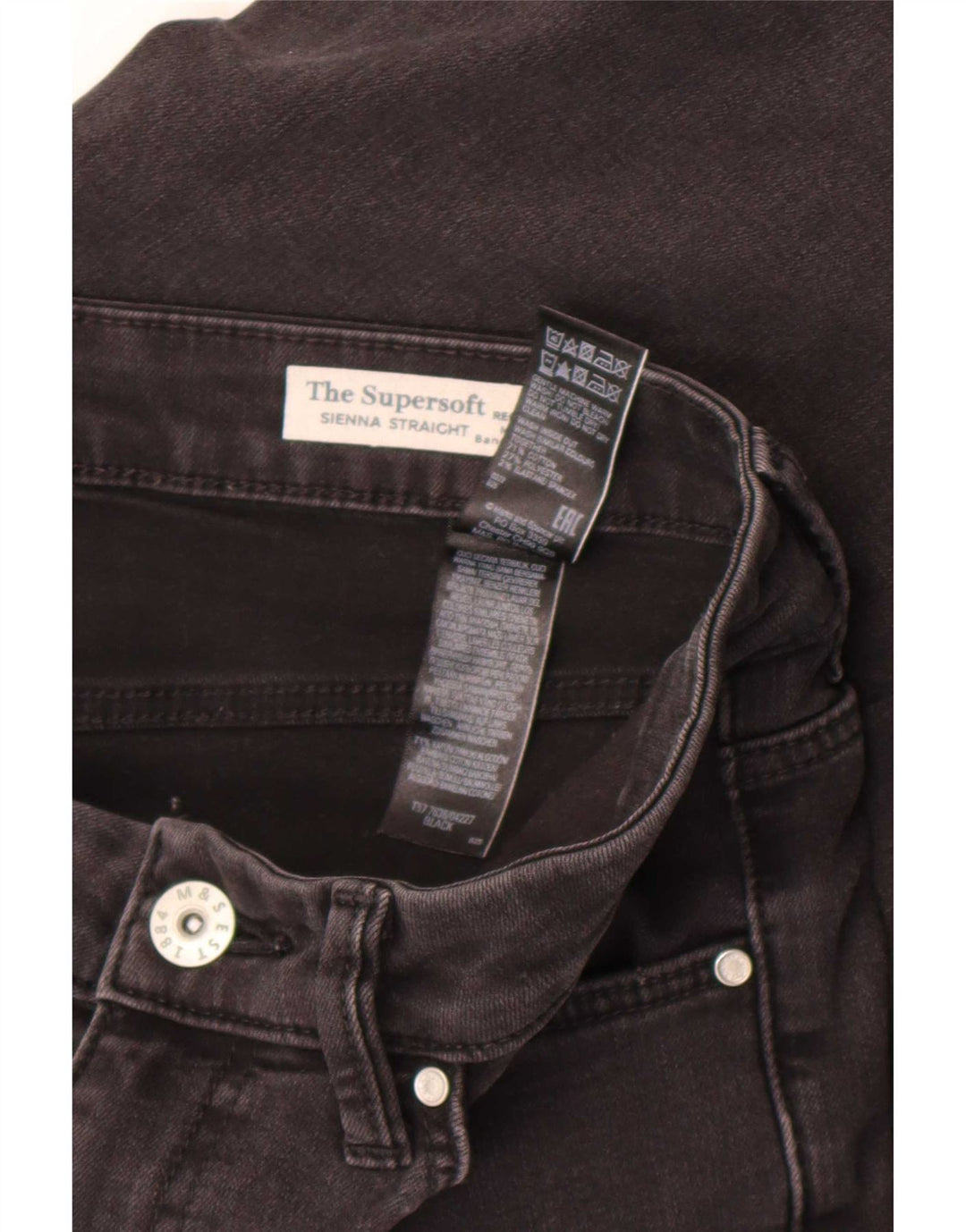 Blugi drepti pentru femei Marks & Spencer Sienna UK 12 Medium W30 L30 Negri