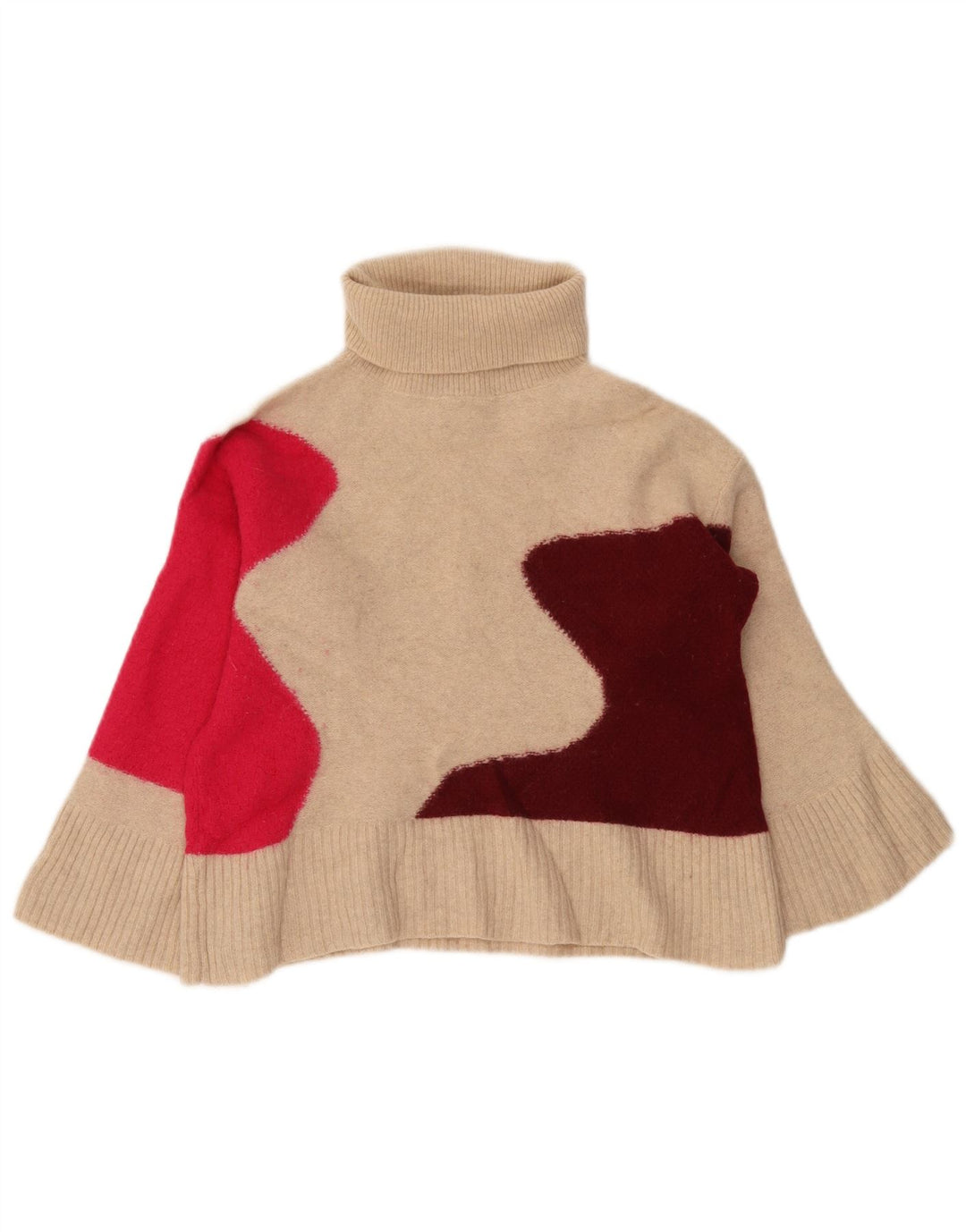 White Stuff Pulover cu gât rulat pentru femei UK 8 Small Bej Colorblock
