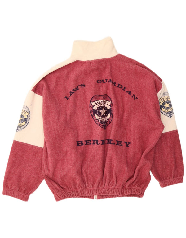 Jachetă din lână cu grafică vintage pentru bărbați UK 42 XL Burgundy Colorblock