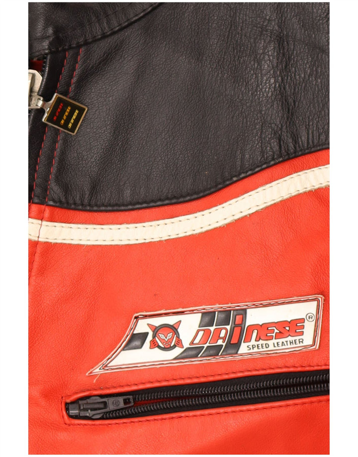 Jachetă Dainese din piele pentru bărbați IT 52, mare, roșie, color block