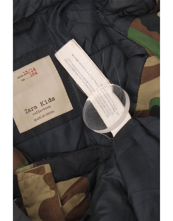 Jachetă parka cu glugă pentru băieți Zara 13-14 ani, camuflaj multicolor