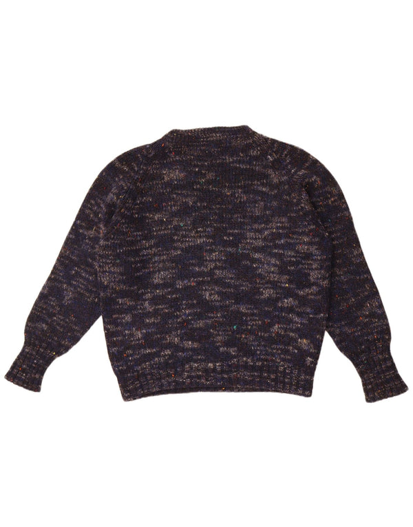 Vintage Mens Crew Neck Jumper Sweater IT 50 Medium Navy Blue Flecked Wool