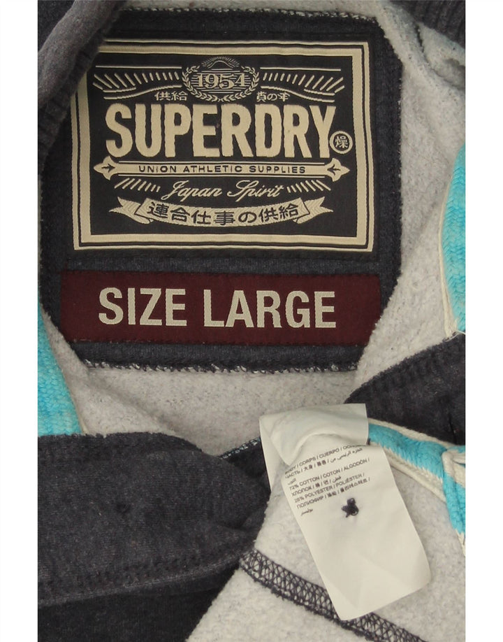 Pulover pentru bărbați Superdry, cu gât cu nasturi, bumbac mare, albastru bleumarin
