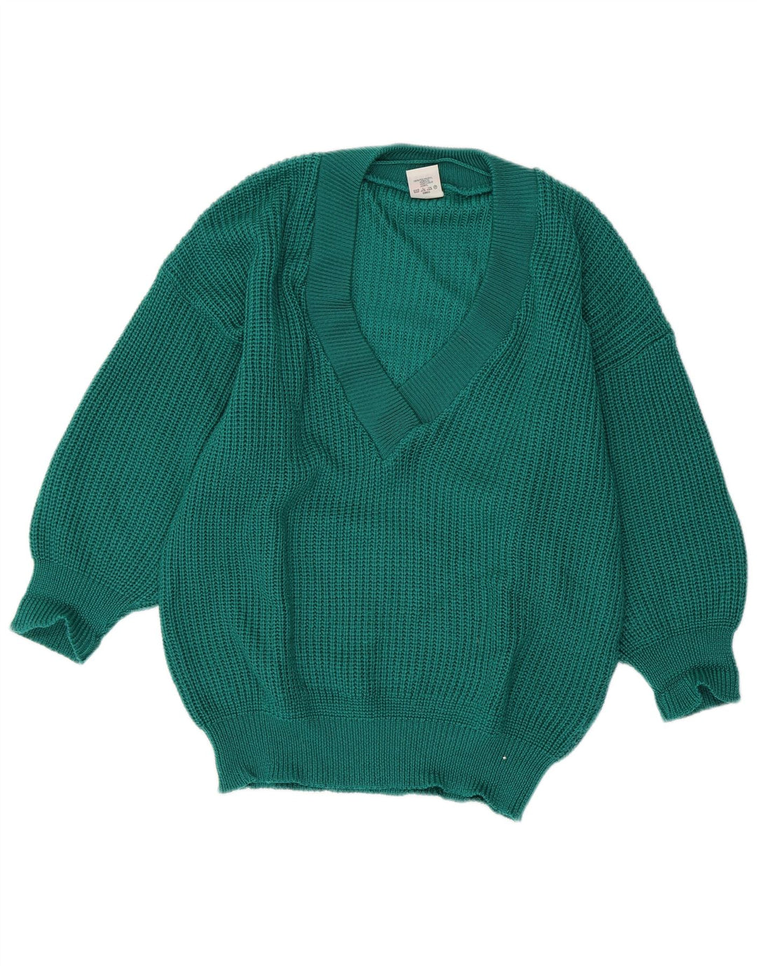 ECCO Pulover supradimensionat pentru femei cu decolteu în V EU 40/42 Acrilic verde mediu