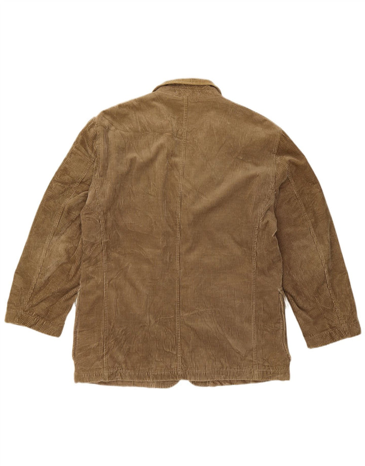 BENETTON Jachetă pentru bărbați din velur IT 50, mare, bej, bumbac