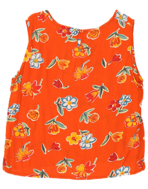 Amaranto Vestă Top pentru femei UK 14 Mare Portocaliu Floral Viscoză