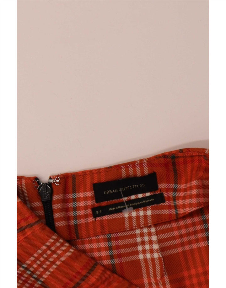 Fusta mini pentru femei Urban Outfitters Small W25 Orange Check Poliester