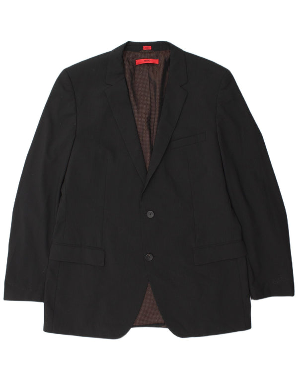 Blazer pentru bărbați Hugo Boss, cu 2 nasturi, UK 44 2XL, lână neagră cu dungi