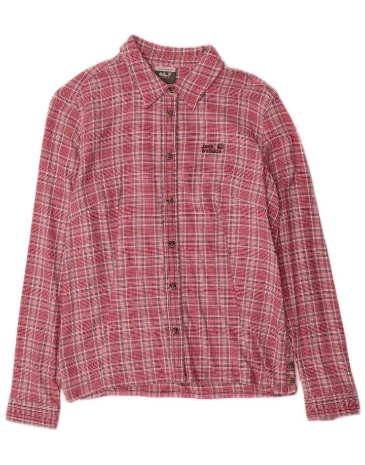 JACK WOLFSKIN Womens Flannel Shirt UK 12 Medium Pink Check Cotton