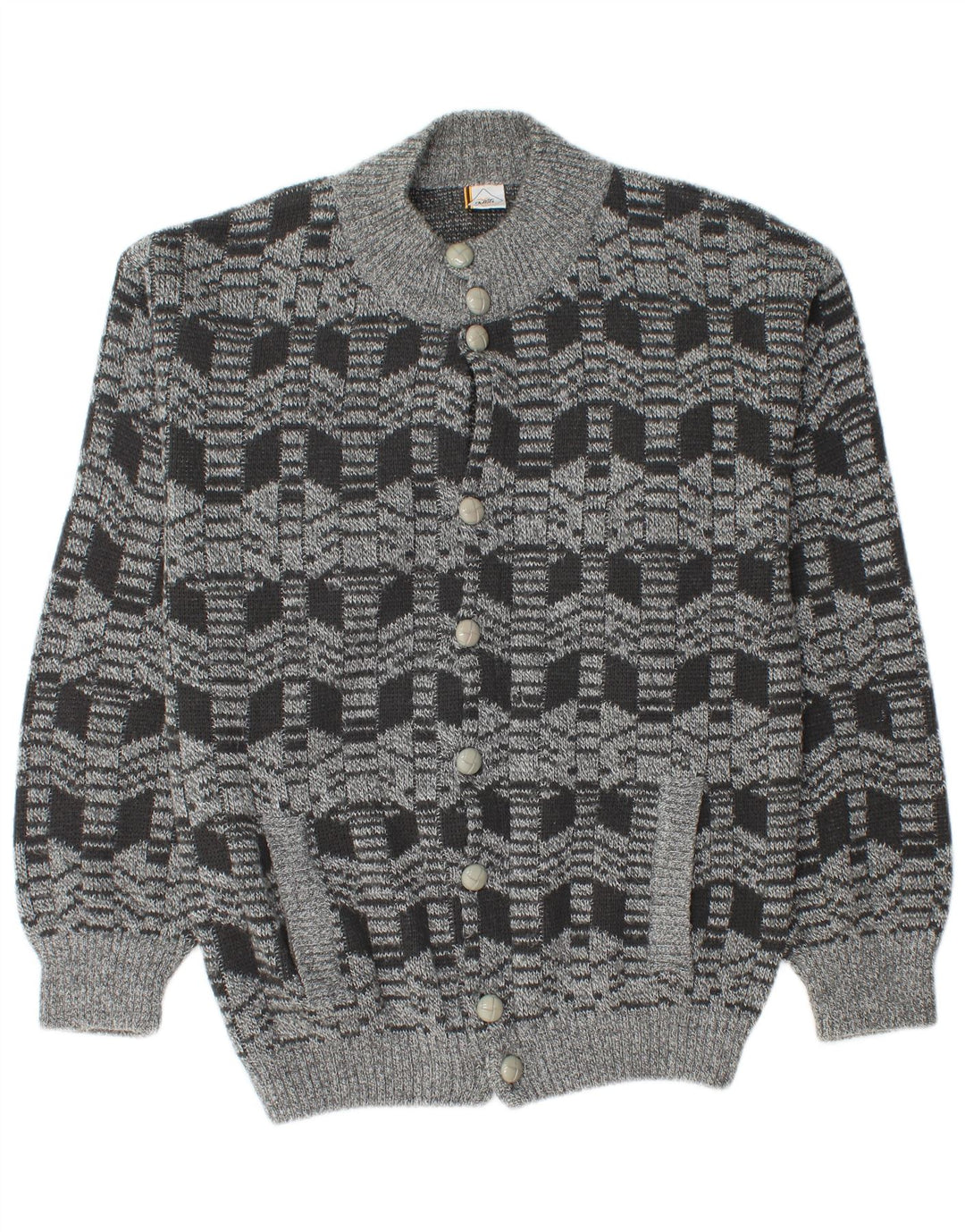 Pulover Cardigan Vintage pentru bărbați Gri mediu Geometric Acrilic