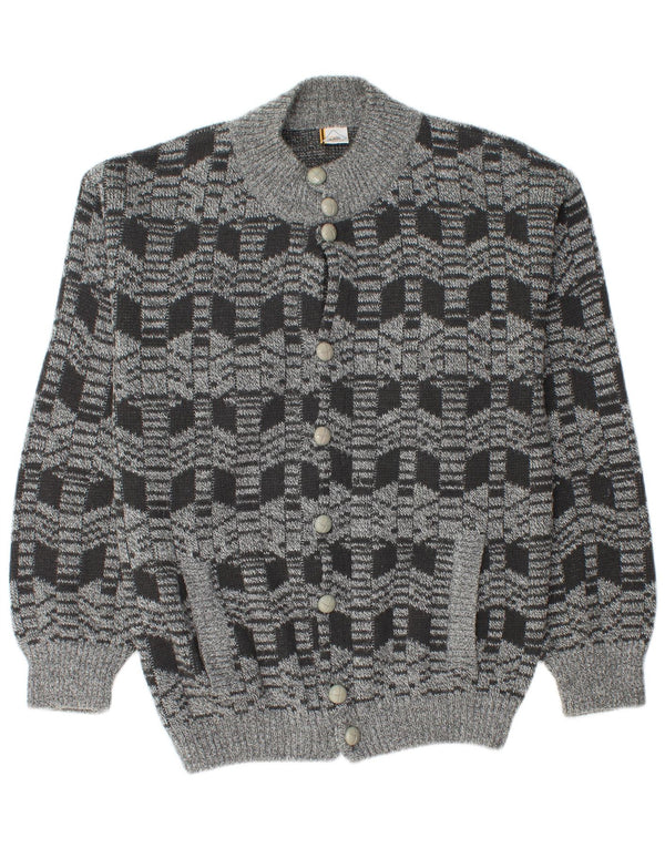 Pulover Cardigan Vintage pentru bărbați Gri mediu Geometric Acrilic