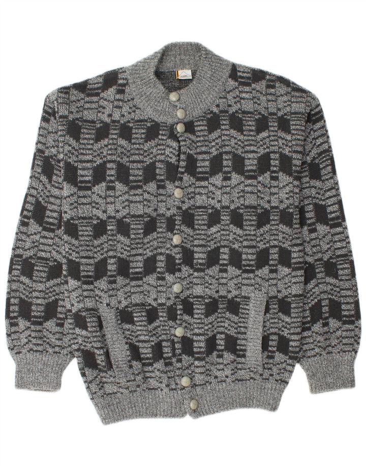 Pulover Cardigan Vintage pentru bărbați Gri mediu Geometric Acrilic