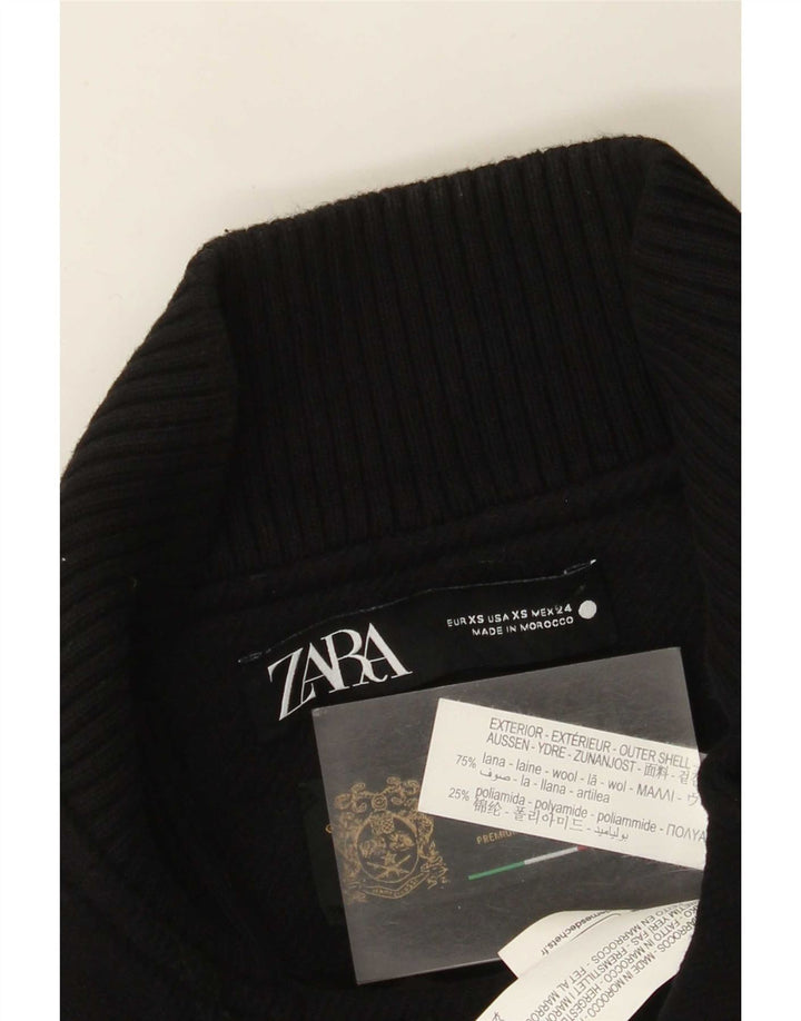 Jachetă motociclist pentru femei Zara UK 6 XS Lână neagră