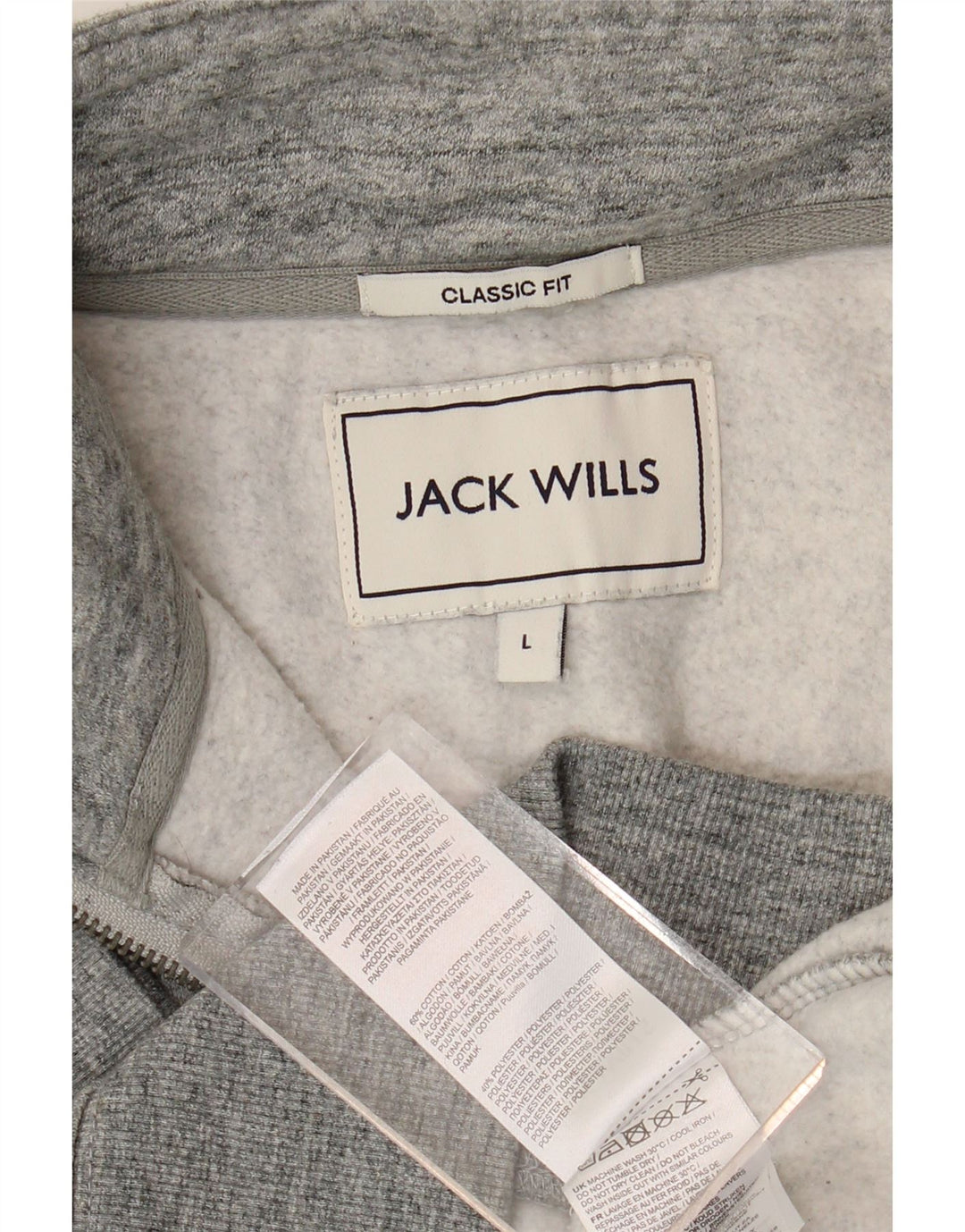 JACK WILLS Hanorac pentru bărbați, cu croială clasică, cu fermoar și gât, Jumper mare, gri, pete