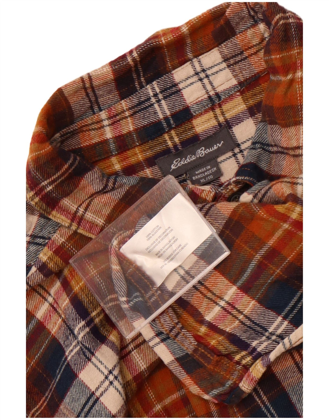 Cămașă de flanel pentru bărbați Eddie Bauer XL, bumbac cu carouri maro