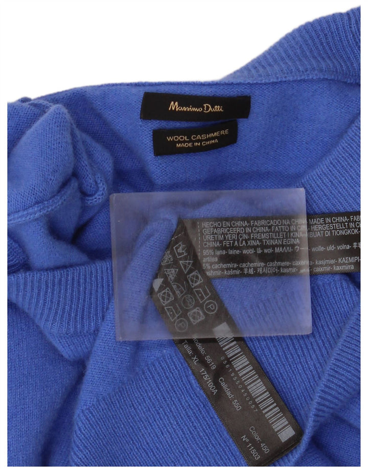 Pulover Massimo Dutti pentru bărbați cu gât crew pulover XL Lână albastră
