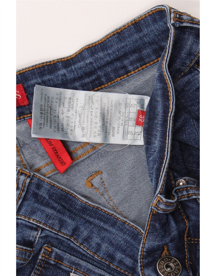 Guess Blugi drepti slim pentru femei W30 L28 bumbac albastru