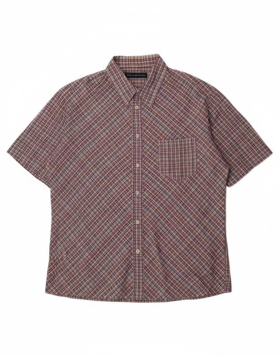 FRENCH CONNECTION Mens Short Sleeve Shirt Large Purple Check Polyester