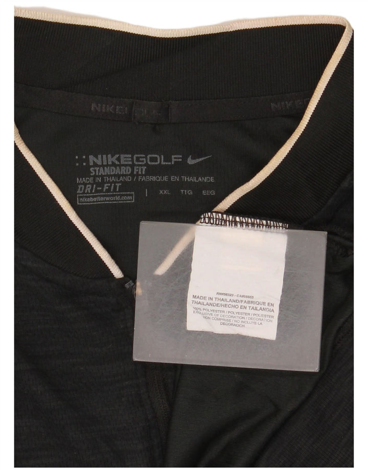 Top de trening Nike Dri Fit Zip Neck Pullover pentru bărbați, 2XL, negru, pete