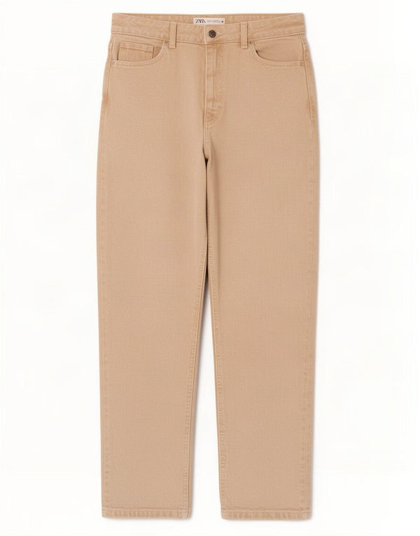 Blugi conici pentru femei Zara EU 36 XS W26 L28 Bej Bumbac