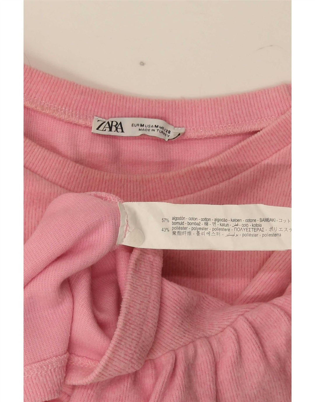 Bluză Crop Top Femei Zara UK 12 Bumbac Roz Mediu