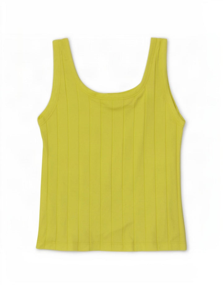 Massimo Dutti Femei Vest Top UK 8 Small Yellow Bumbac