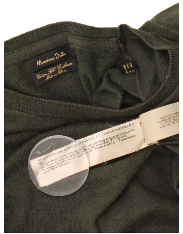 MASSIMO DUTTI Pulover pentru bărbați cu gât crew pulover mare bumbac kaki