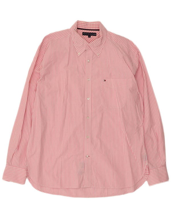 Cămașă pentru bărbați Tommy Hilfiger XL, bumbac cu dungi roz