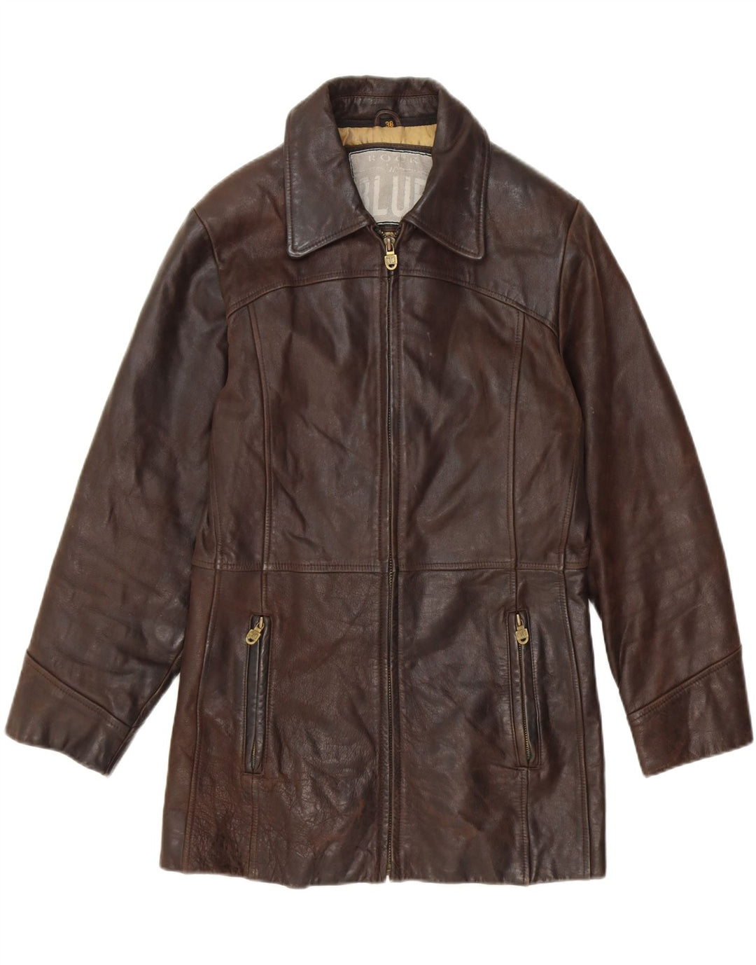 VINTAGE Womens Leather Jacket EU 38 Medium Brown Leather Vintage Vintage and Second-Hand Vintage from Messina Hembry 
