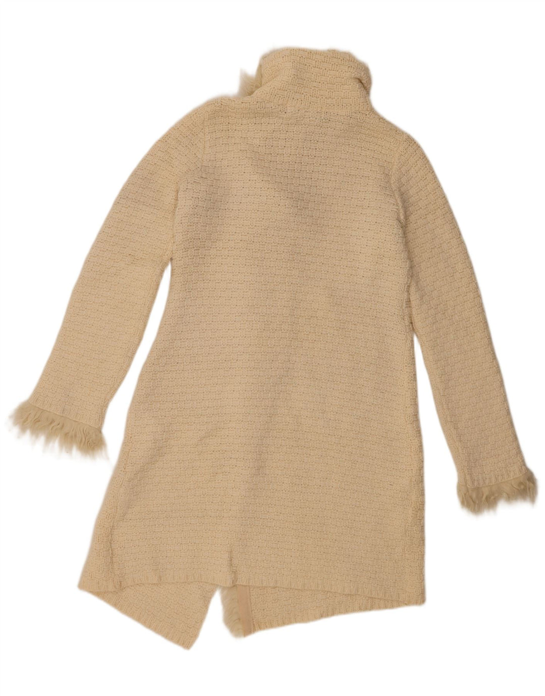 Pulover cardigan cu paragate Zara pentru femei UK 12, lână albă, medie