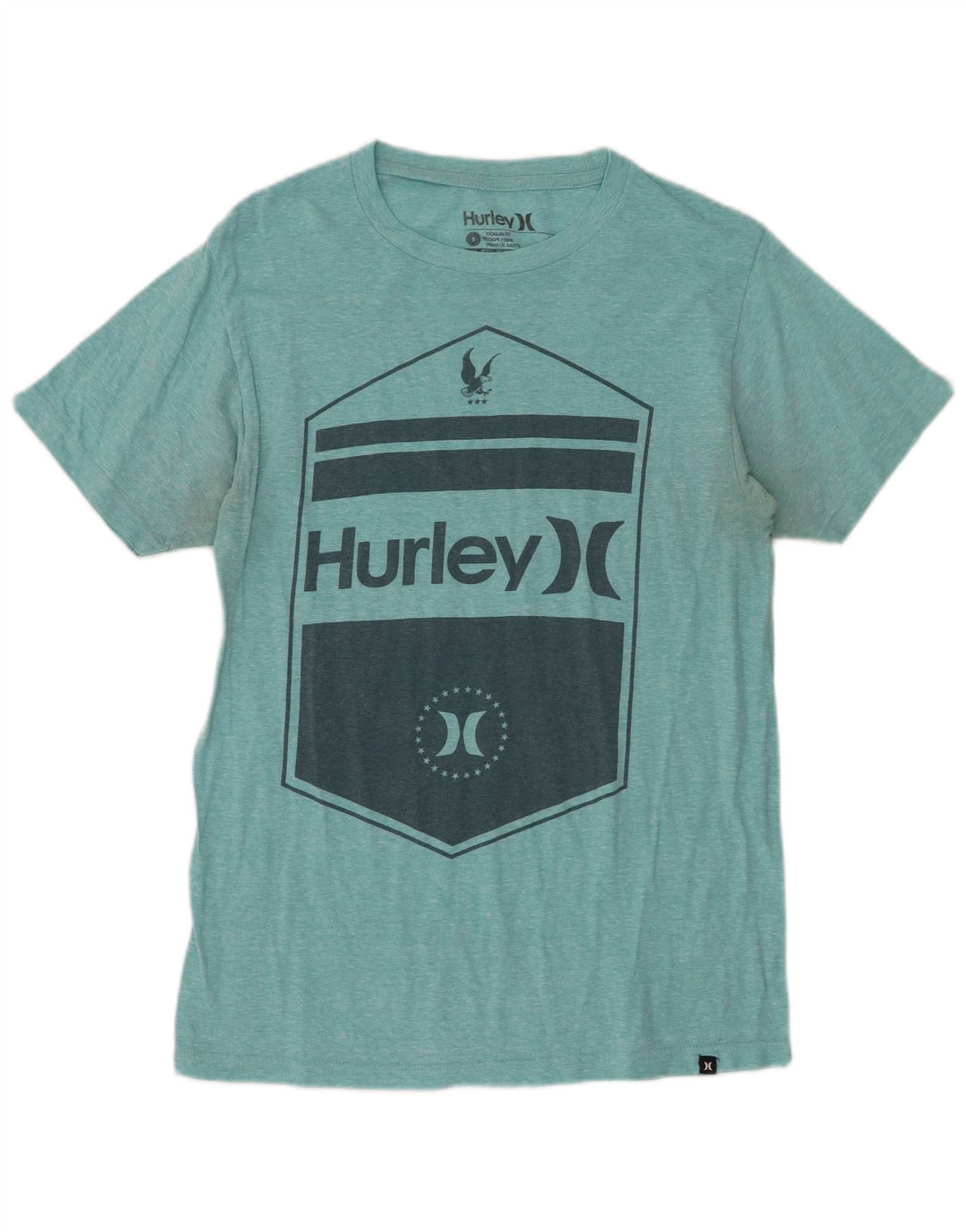 Tricou grafic HURLEY Premium Fit pentru bărbați Top mic din bumbac cu pete turcoaz